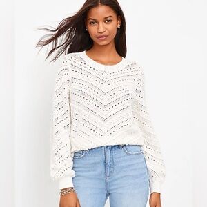 LOFT Sweater I Bobble Pointelle I Whisper White Ann Taylor - M